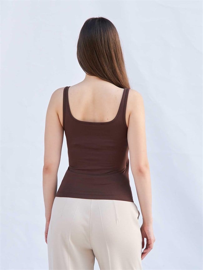 Sütyen Destekli U Yaka Body 060382 Kahve