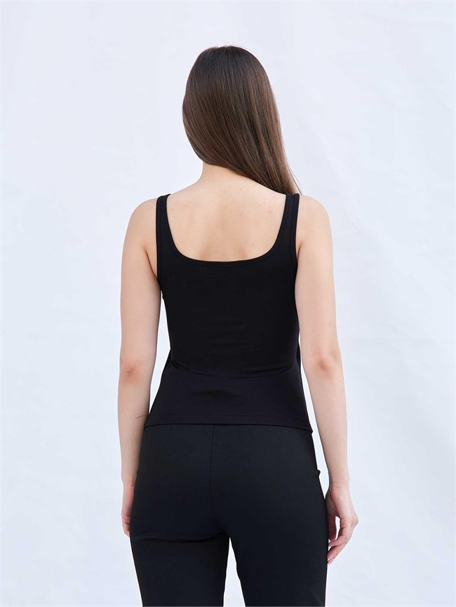 Sütyen Destekli U Yaka Body 060382 Siyah