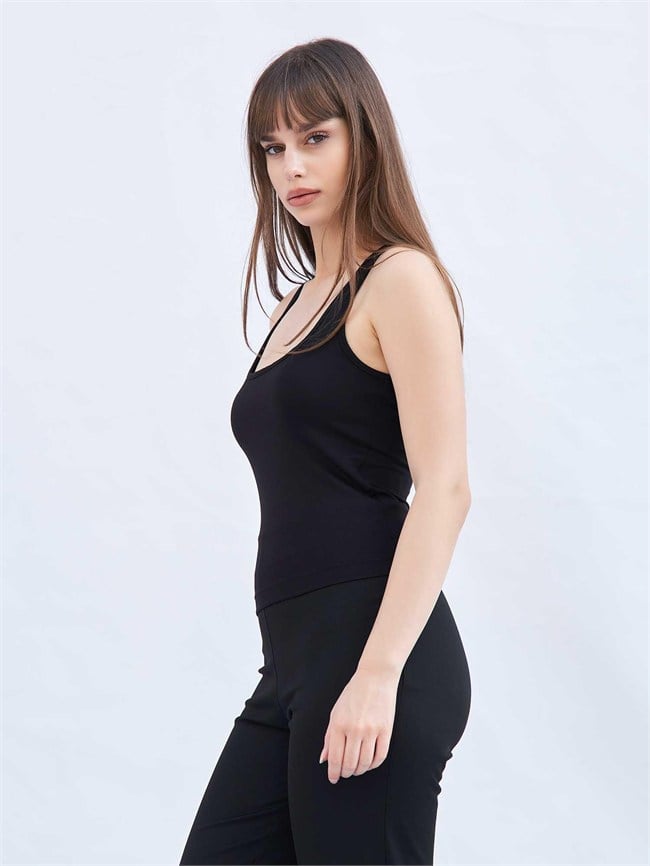 Sütyen Destekli U Yaka Body 060382 Siyah