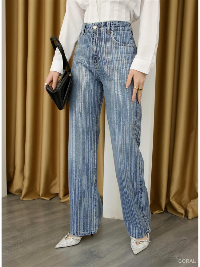 Taş Çizgili Kot Pantolon 4854 Mavi