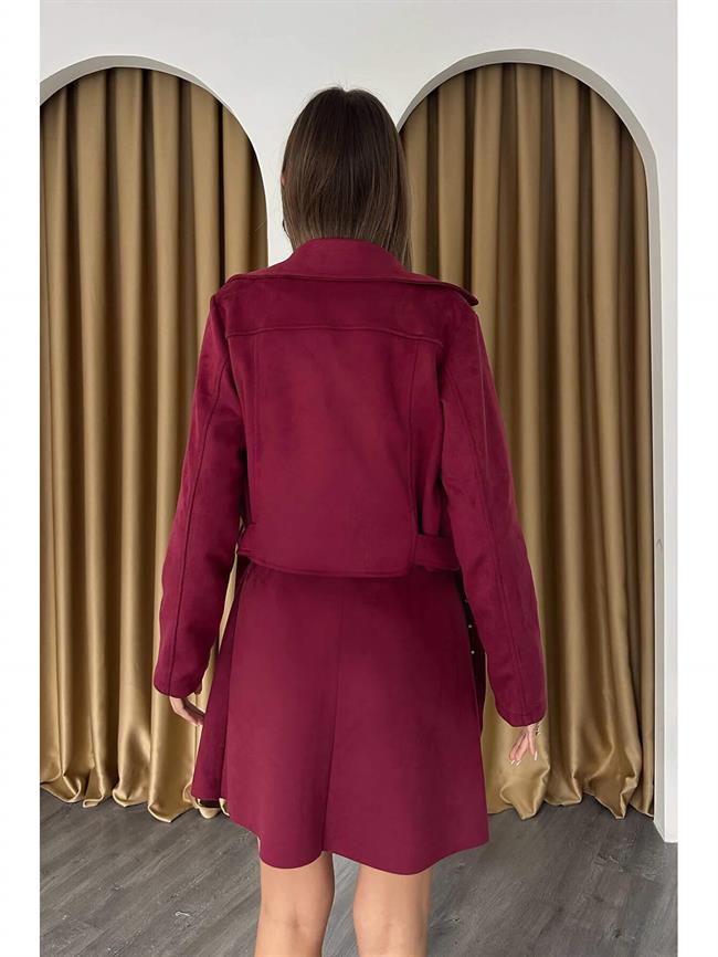 Taş Şerit Detaylı Ceket 24280 Bordo