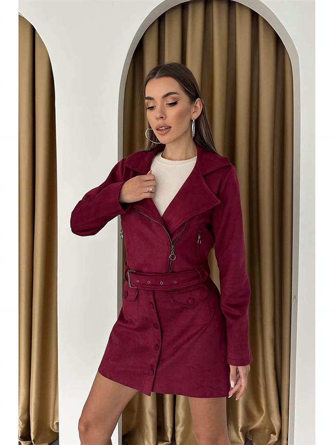 Taş Şerit Detaylı Ceket 24280 Bordo