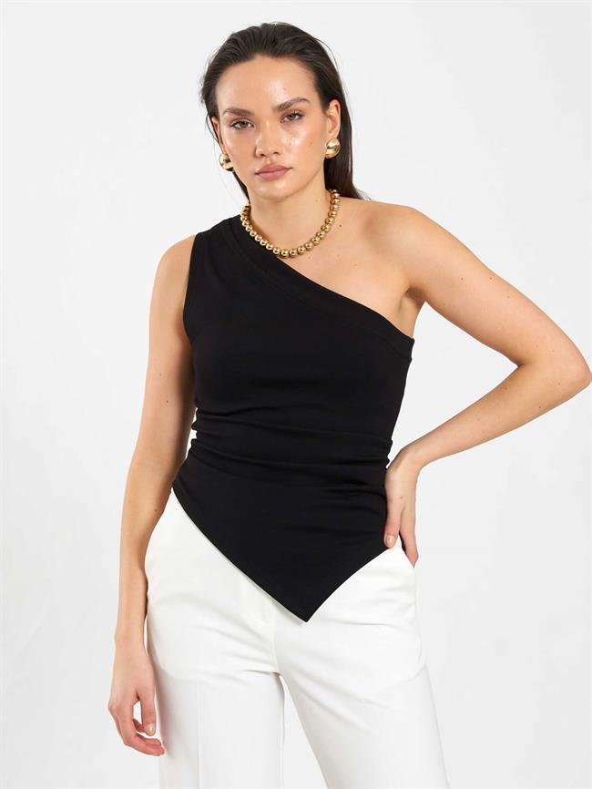 Tek Omuz Örme Bluz 071889 Siyah