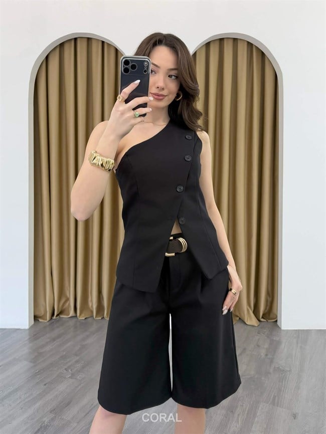 Tek Omuzlu Yelek 18294 Siyah