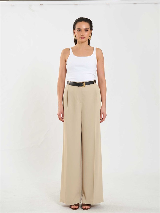 Tek Pileli Düz Paça Pantolon 031655 Açık Yeşil