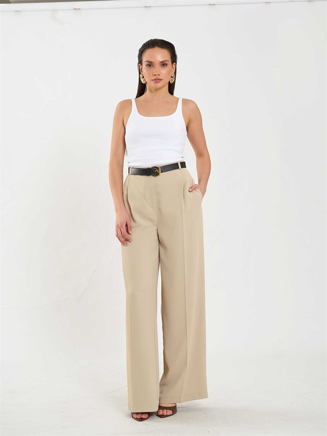 Tek Pileli Düz Paça Pantolon 031655 Açık Yeşil