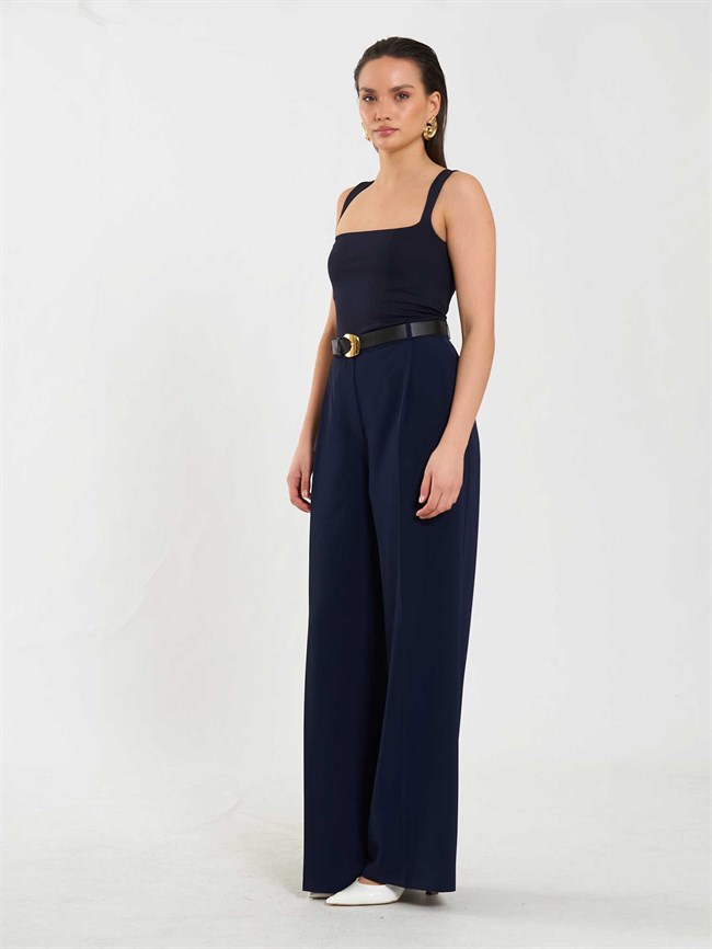 Tek Pileli Düz Paça Pantolon 031655 Lacivert
