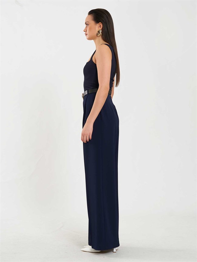 Tek Pileli Düz Paça Pantolon 031655 Lacivert