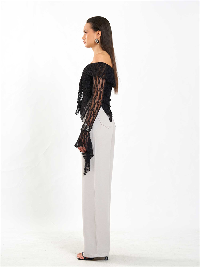 Tensel Düz Paça Pantolon 031659 Gri