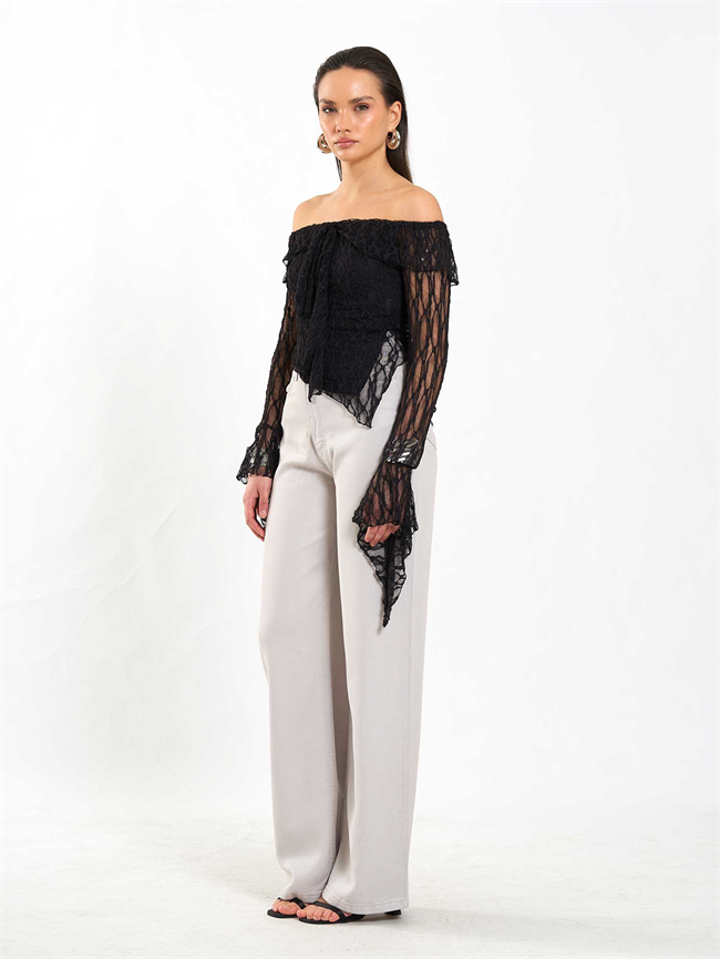 Tensel Düz Paça Pantolon 031659 Gri