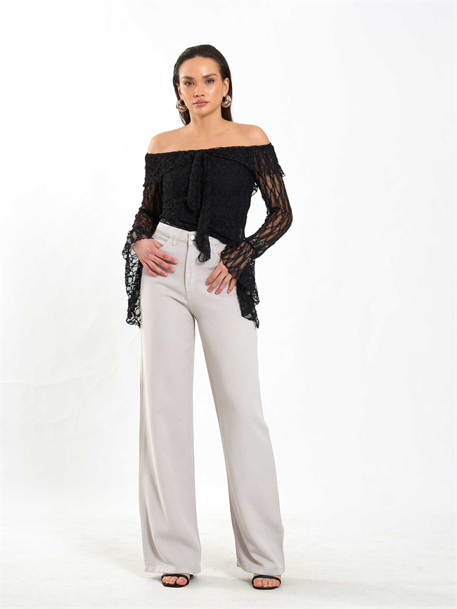 Tensel Düz Paça Pantolon 031659 Gri