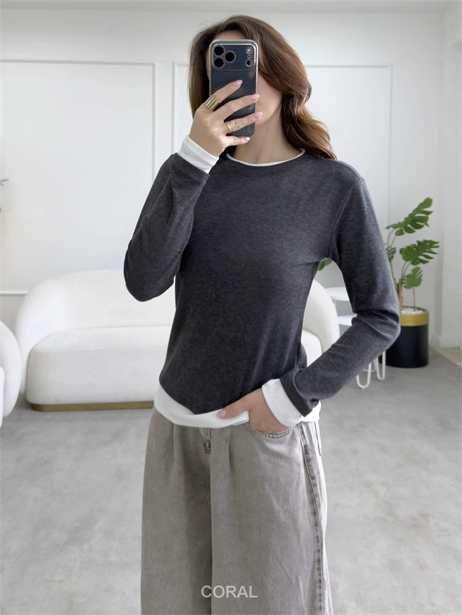 Tişört Garnili Sweatshirt 31310 Antrasit / Ekru