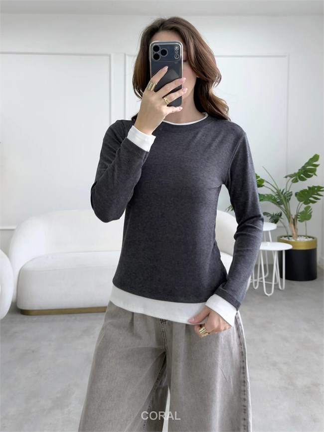 Tişört Garnili Sweatshirt 31310 Antrasit / Ekru