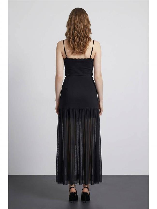 Tül Astarlı Mini Etek Etk01452 Siyah