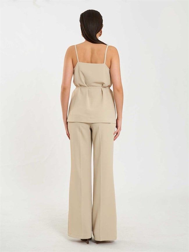 V Yaka Belden Bağlamalı Yelek 120743 Açık Yeşil