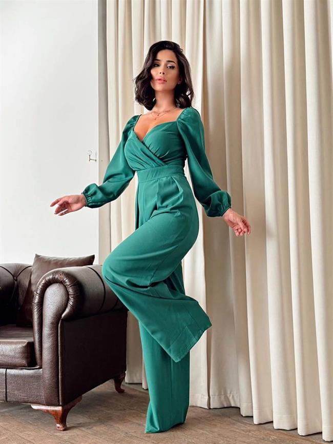 Yakası Çapraz Tulum 11184 Yeşil