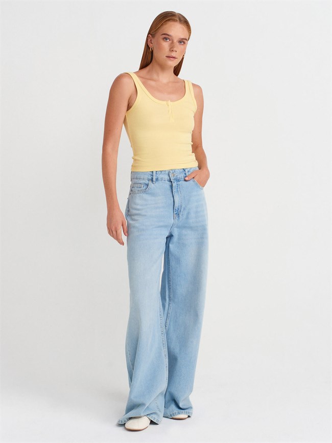 Yakası Çıtçıtlı Atlet 21096 Açık Sarı