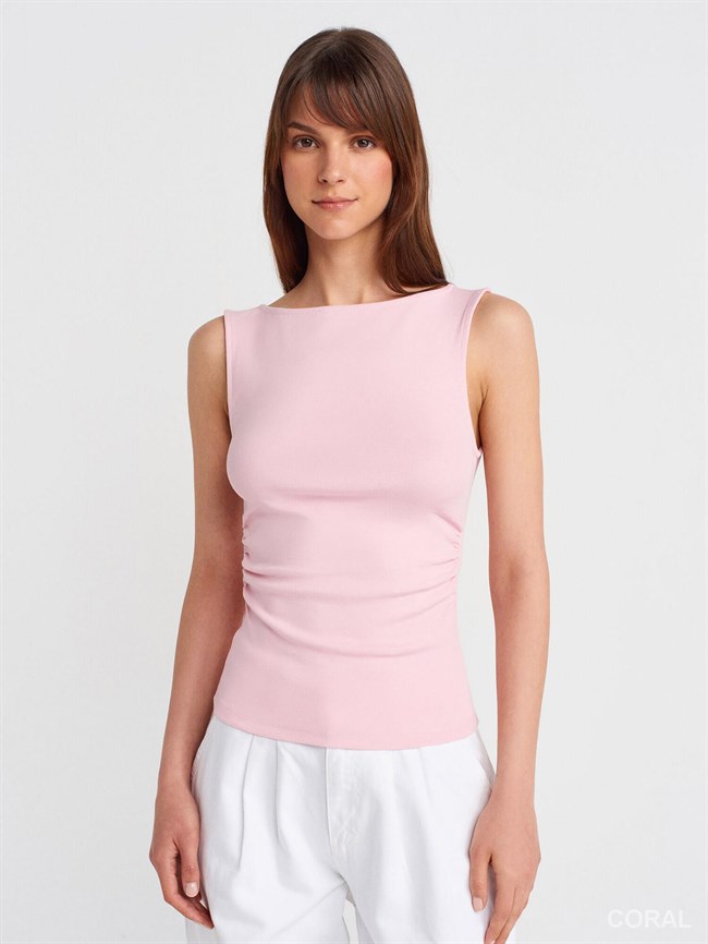 Yanları Büzgülü Atlet 31589 Pembe