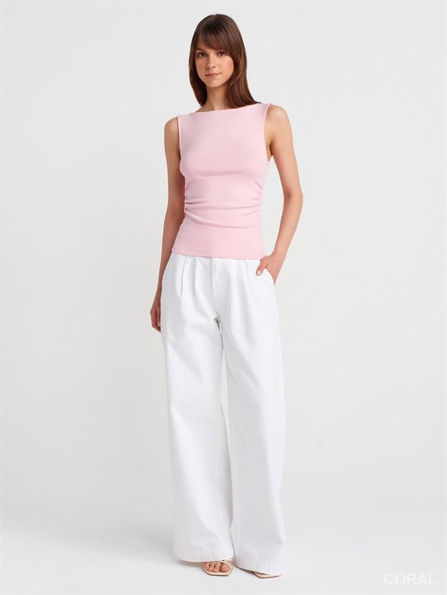 Yanları Büzgülü Atlet 31589 Pembe