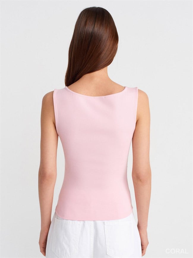 Yanları Büzgülü Atlet 31589 Pembe