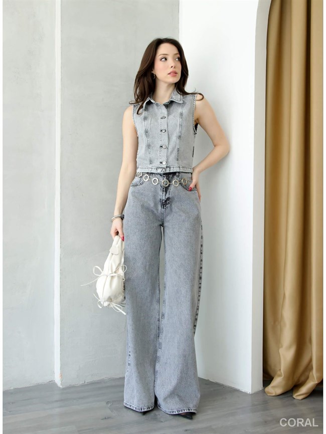 Yelekli Baggy Pantolonlu Kot Takım 8229 Antrasit