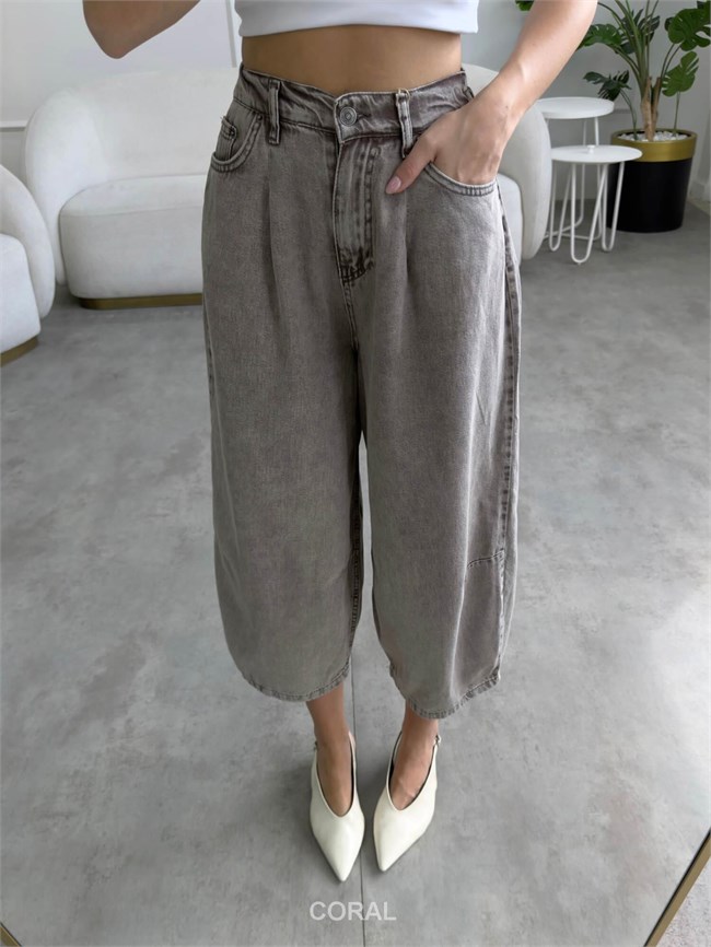 Yıkamalı Baggy Kot Pantolon 0107 Sütlü Kahve