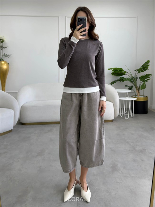 Yıkamalı Baggy Kot Pantolon 0107 Sütlü Kahve