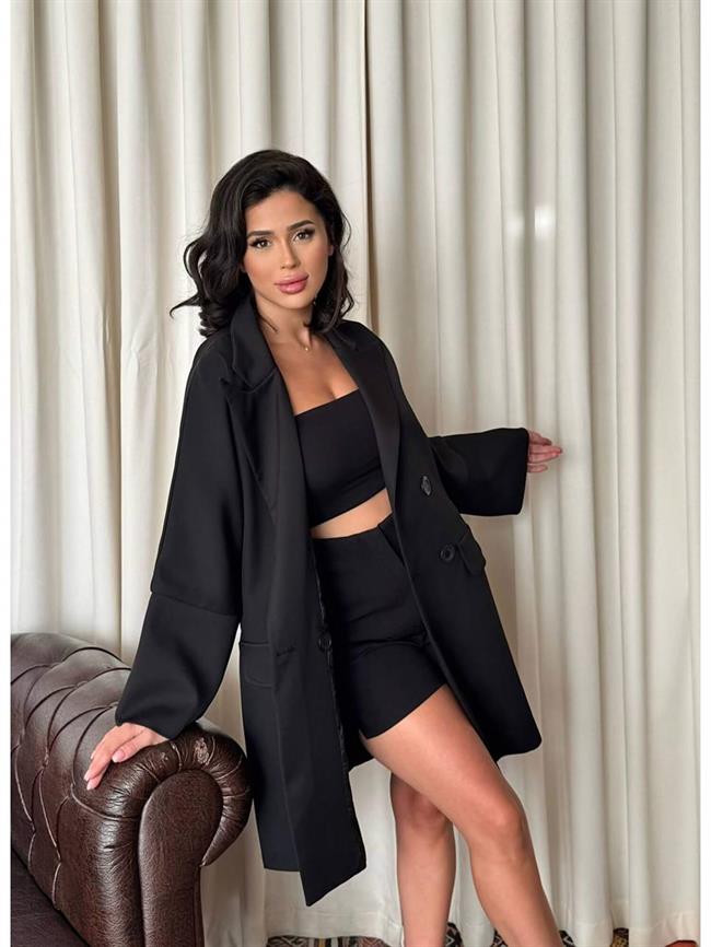 Yırtmaçlı Uzun Ceket 3003 Siyah