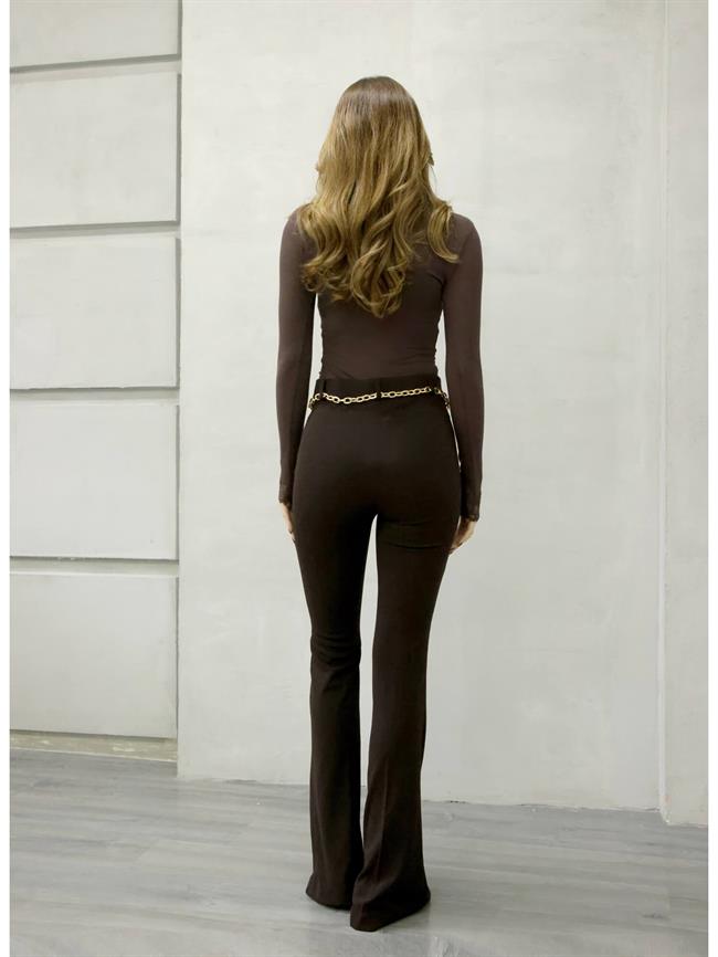 Zincir Detaylı Tayt 37088 Kahve