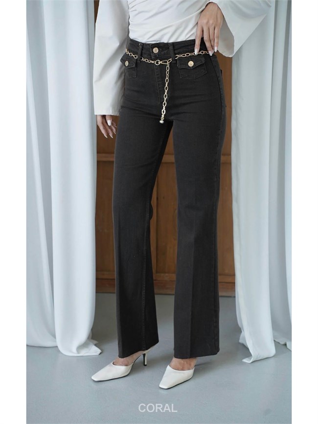 Zincir Kemerli Gabardin Pantolon 8158/1 Kahve