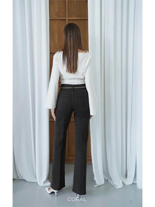 Zincir Kemerli Gabardin Pantolon 8158/1 Kahve