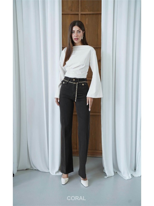 Zincir Kemerli Gabardin Pantolon 8158/1 Kahve