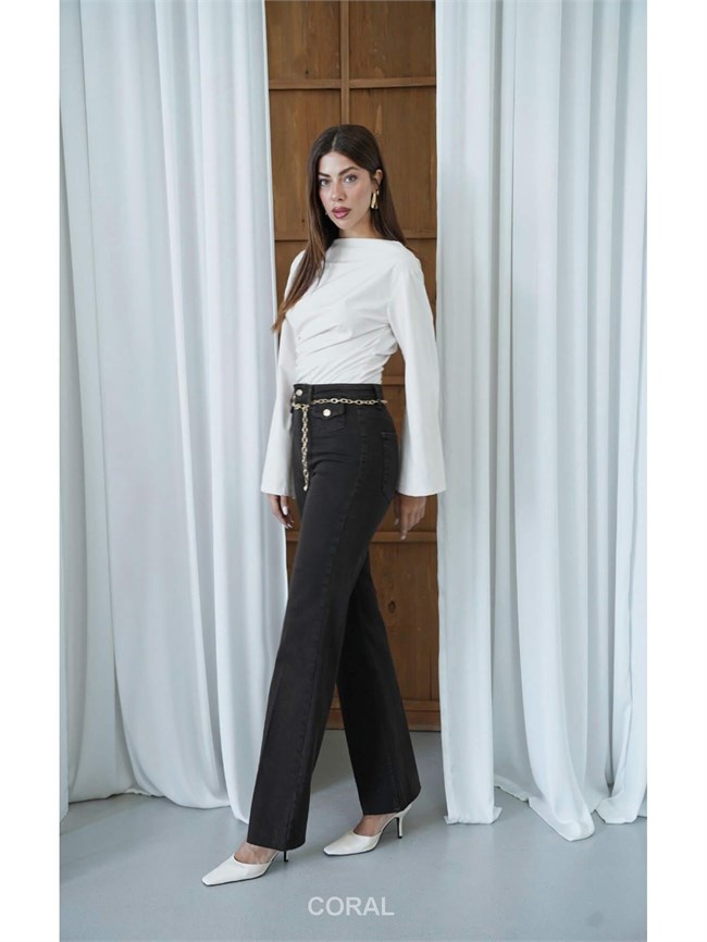 Zincir Kemerli Gabardin Pantolon 8158/1 Kahve