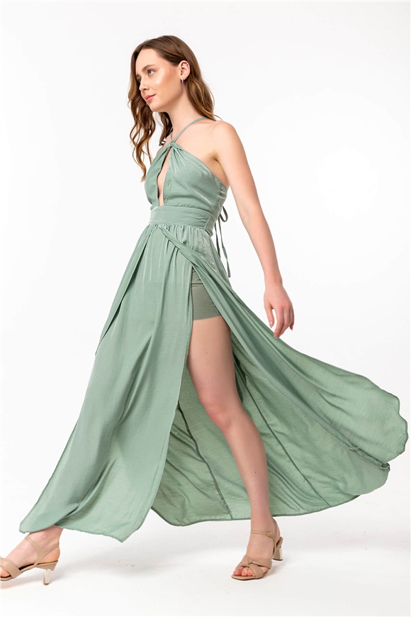 Beli Kuakl Straplez Elbise Mint Yeili - CORAL