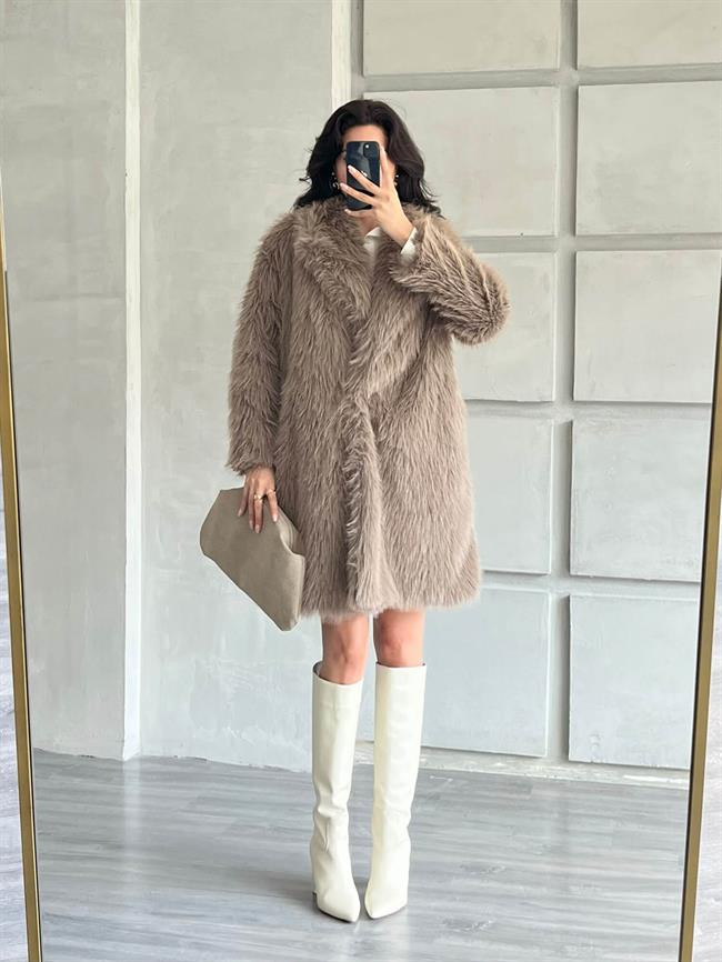 ★Bronze Fur クリーム色ミンクコート 収納ケース付き★おまけ付き Kürk Kaban 7925 Vizon - Coral