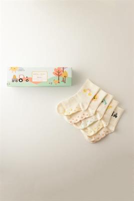 UNİSEX ÇİFTLİKLİ BEBEK KUTU SOKET ÇORAP