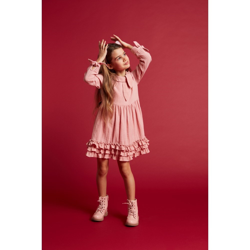 BESTELLA NOEMI PEMBE KIZ ELBİSE