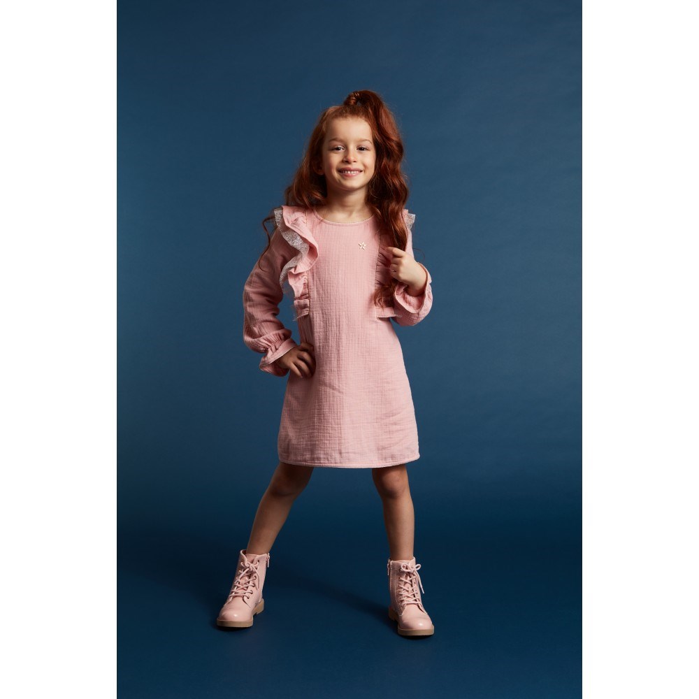 BESTELLA RUBY PEMBE KIZ ELBİSE