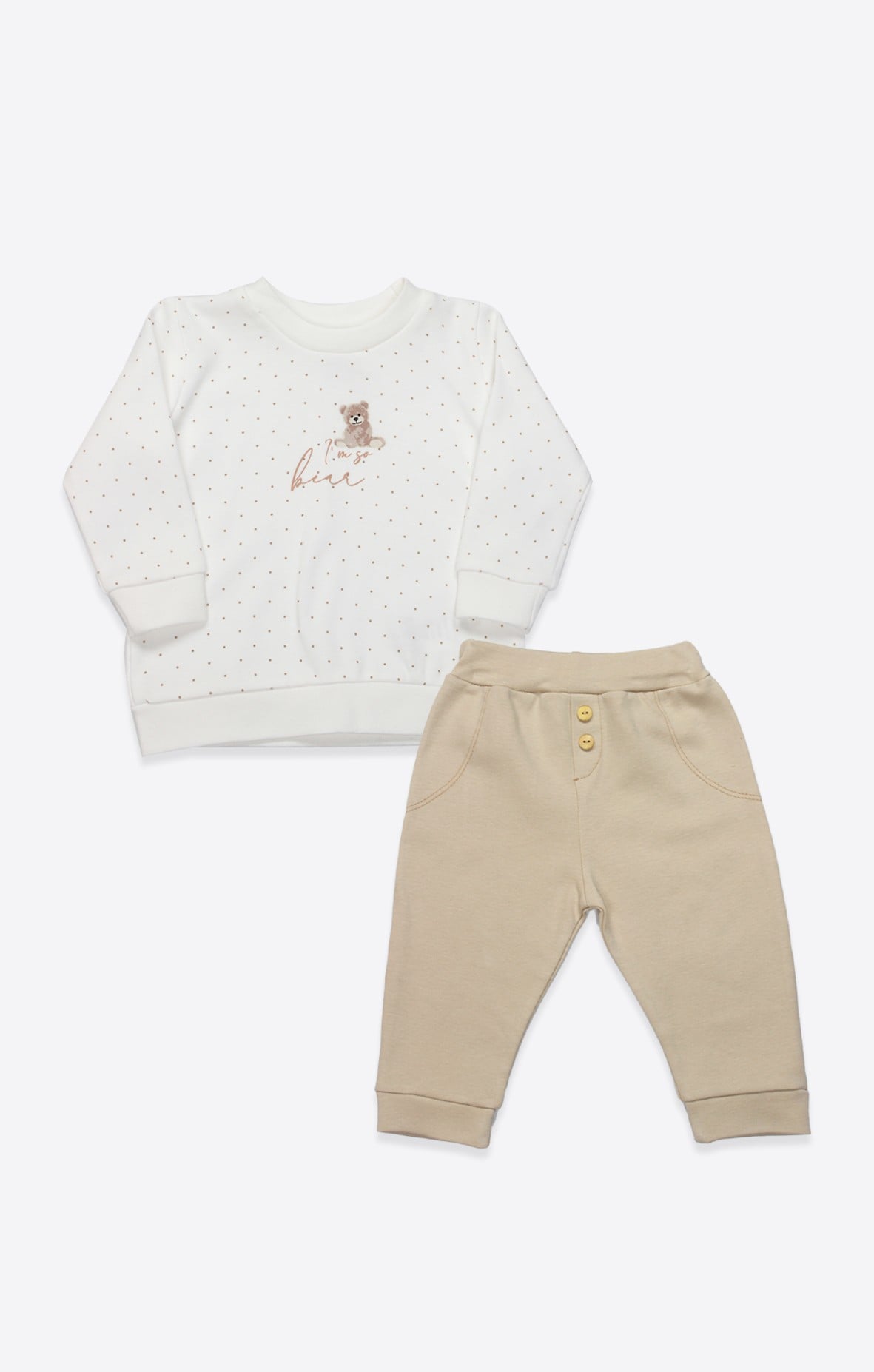 Alt Üst TakımBistyleBistyle %100 Organik Pamuk Bebek Alt Üst Takım Yenidoğan / So Bear 2li Takım Kız Erkek Unisex Bebek