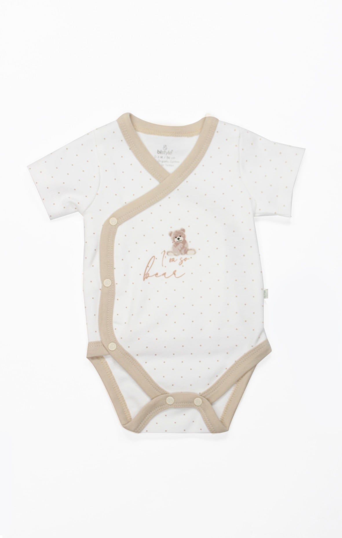 Body & ZıbınBistyleBistyle %100 Organik Pamuk Kruvaze Body Kısa Kollu Yenidoğan / So Bear Kız Erkek Unisex Bebek