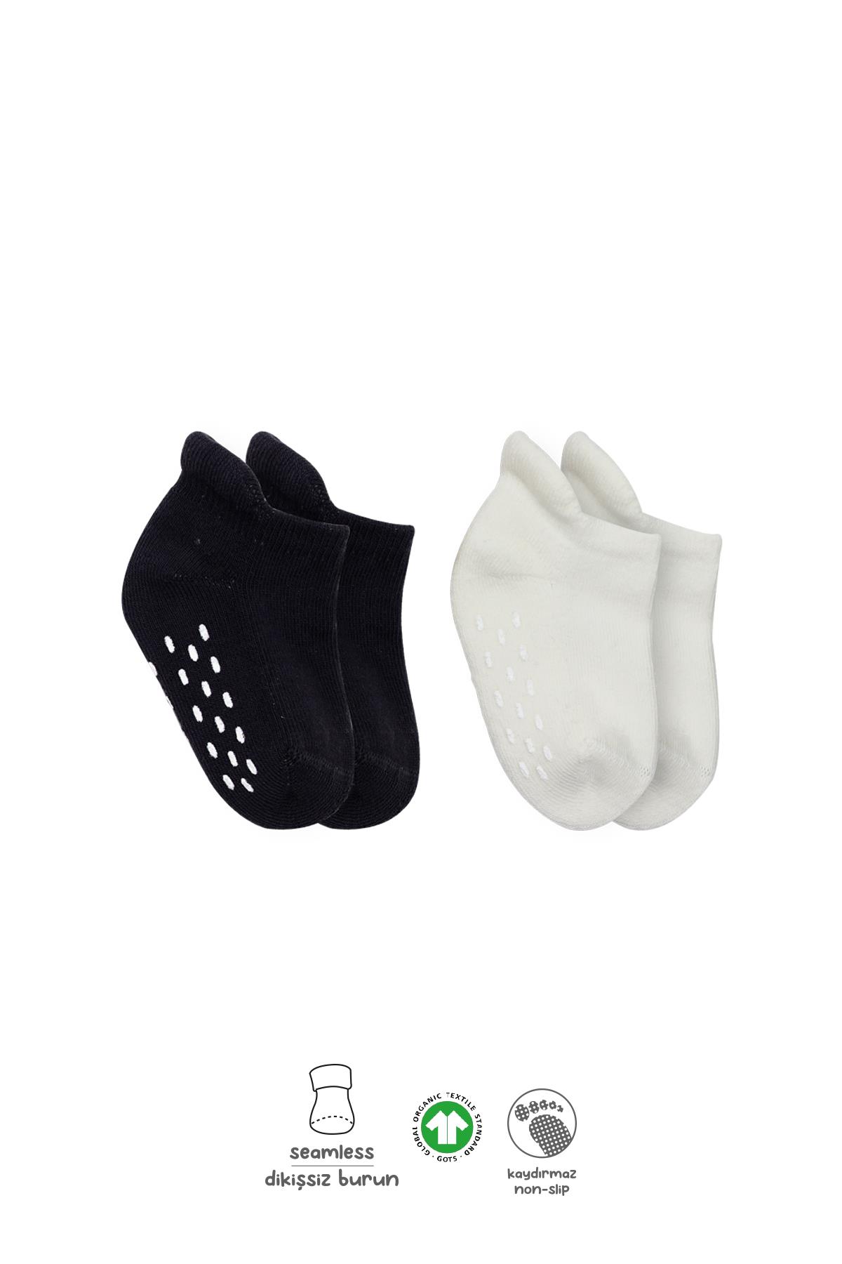 ÇORAPBistyleBistyle Organik 2li Bebek Çocuk Taban Altı Havlu Kaymaz Sneakers Çorap