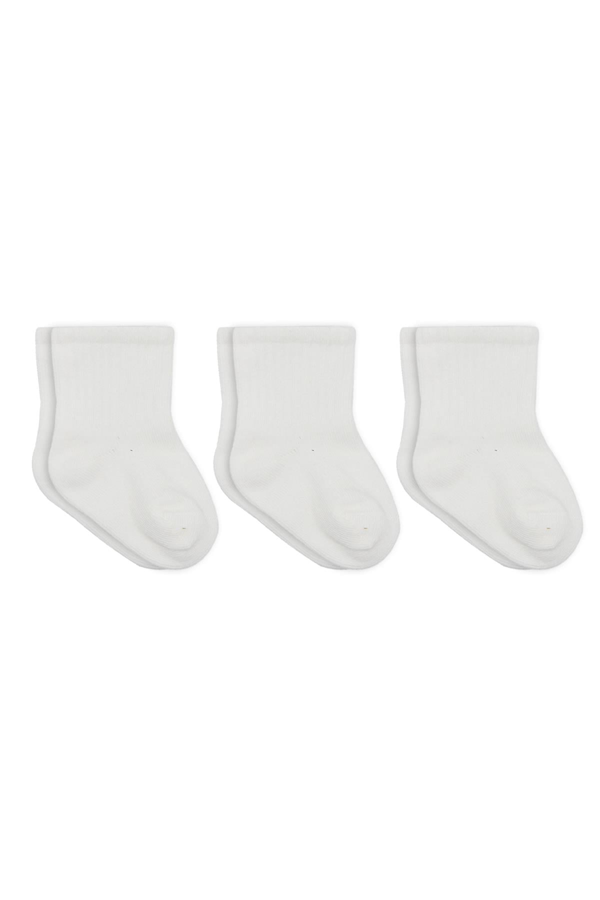 Soket ÇorapBistyleBistyle Organik Dikişsiz 3lü Basic Penye Soket Bebek Çorap 0-3 Ay