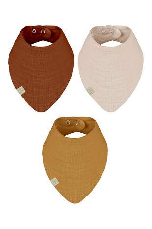 BistilBistil Bistyle Kız Erkek Bebek %100 Organik Pamuk 4 Katlı Çıtçıtlı 3lü Müslin Fular Yakalık Kiremit