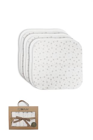 MENDİLBistyleBistyle Organik Bebek 6lı Penye Ağız Mendil Stars Kutulu 20*20 cm Bej