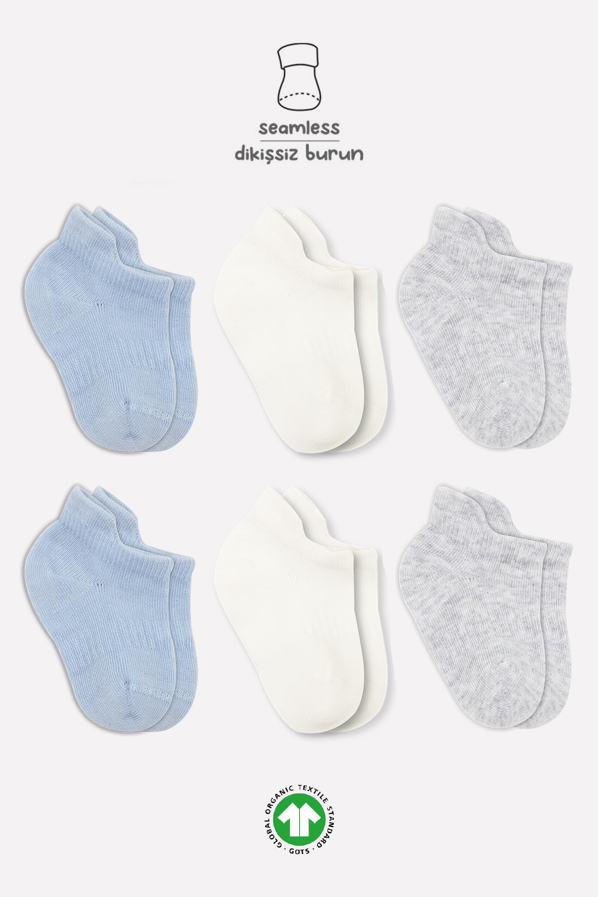 Bistyle 6 Çift Organik Pamuk Bebek Çorap / Dikişsiz Penye Soket / Yenidoğan Kız Erkek Çocuk ÇorapSneakers & Patik ÇorapBistyleBistyle 6 Çift Organik Pamuk Bebek Çorap / Dikişsiz Penye Sneakers / Yenidoğan Kız Erkek Çocuk Çorap (Mavi Ekru Gri)