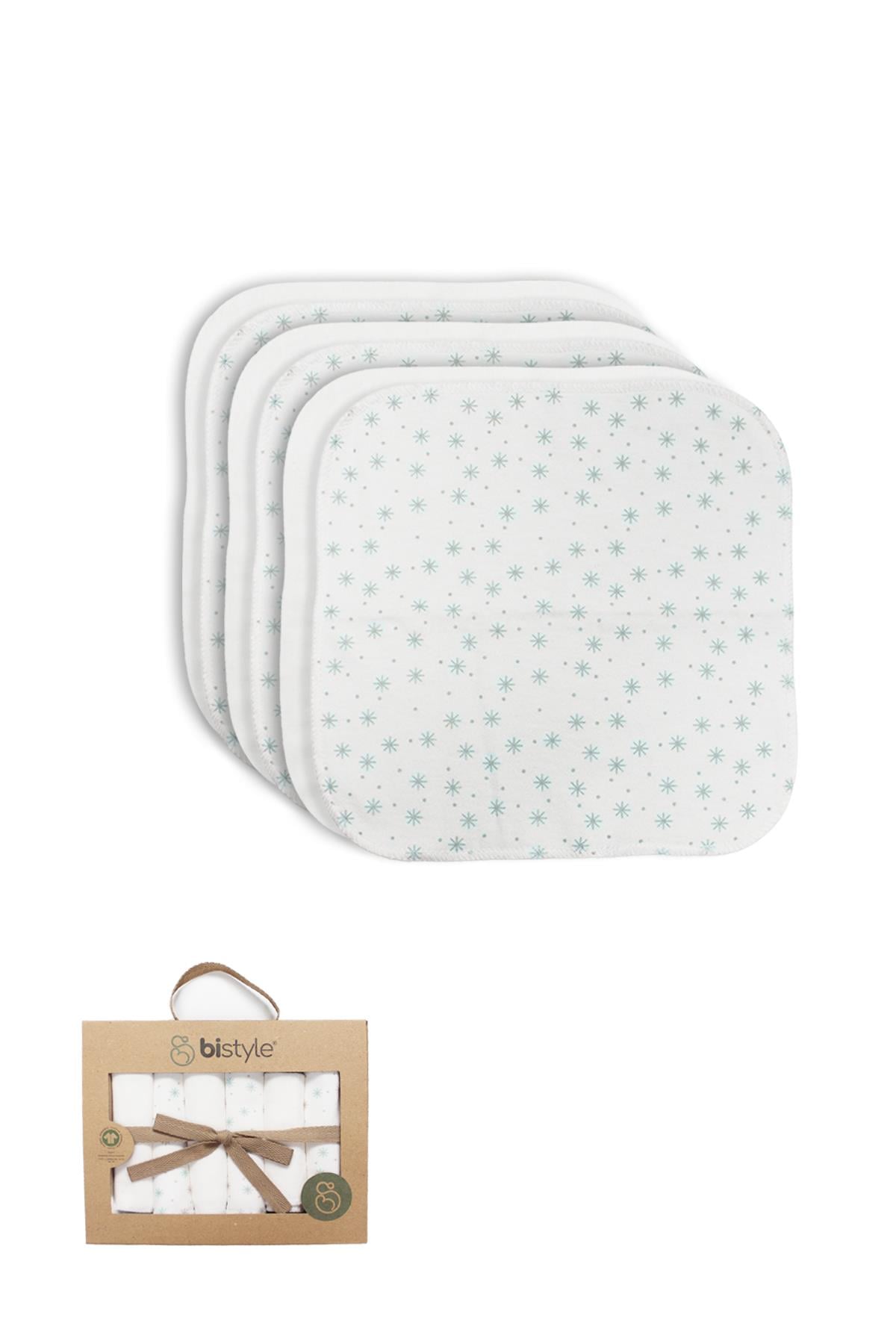 MENDİLBistyleBistyle Organik Bebek 6lı Penye Ağız Mendil Stars Kutulu 20*20 cm Nil