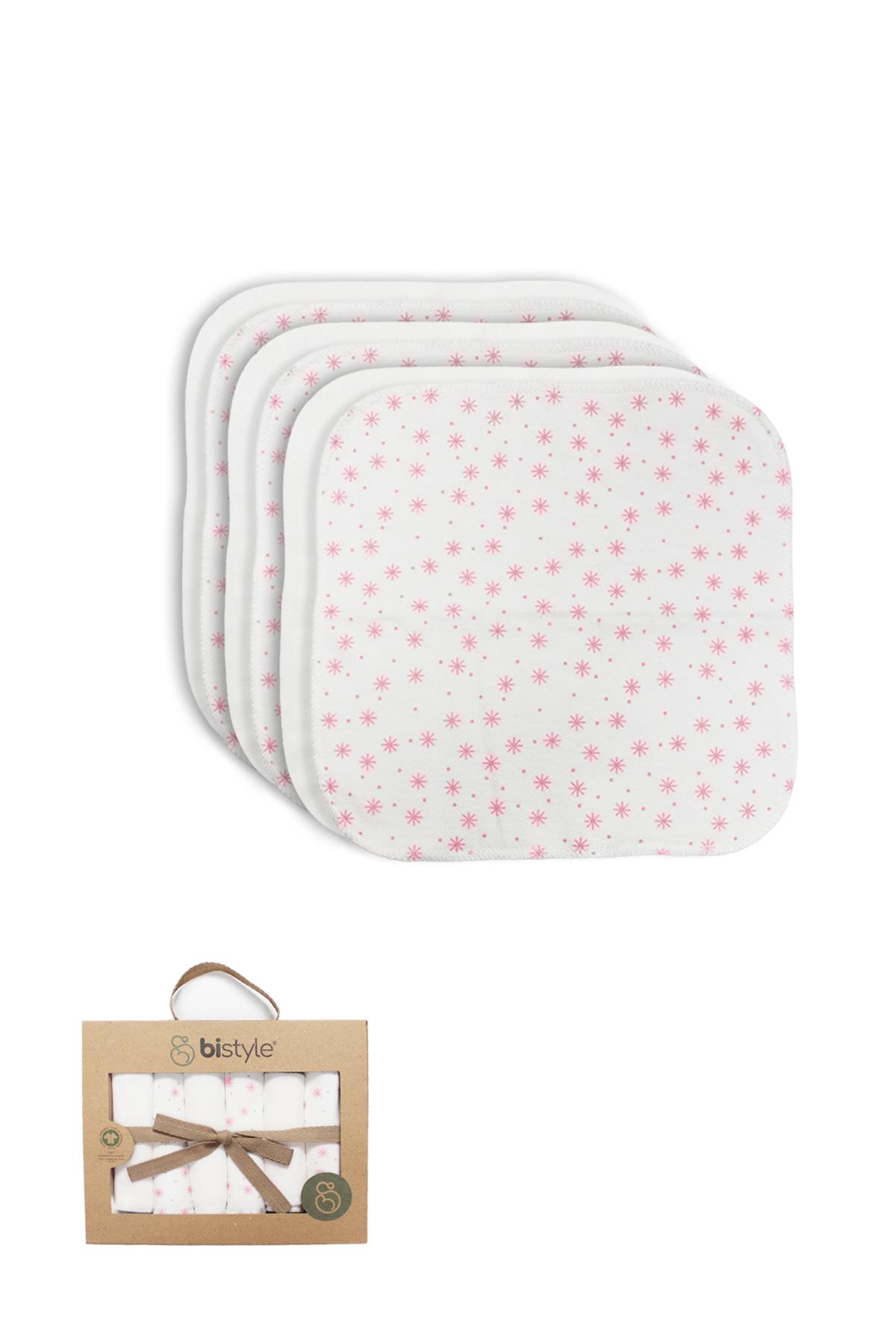 MENDİLBistyleBistyle Organik Bebek 6lı Penye Ağız Mendil Stars Kutulu 20*20 cm Pudra