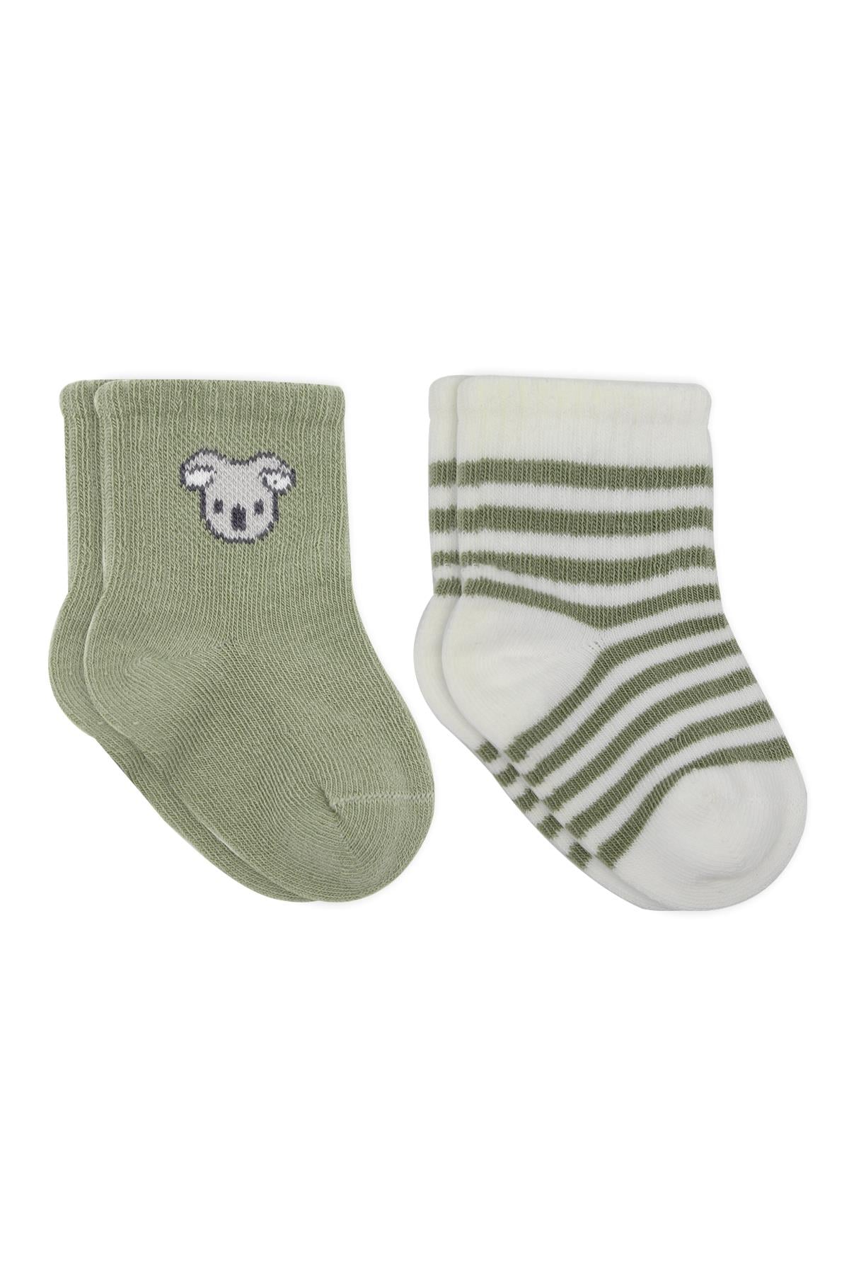 Soket ÇorapBistyleBistyle Organik Bebek Çocuk Dikişsiz 2li Little Boy Penye Soket Çorap Nil Ekru
