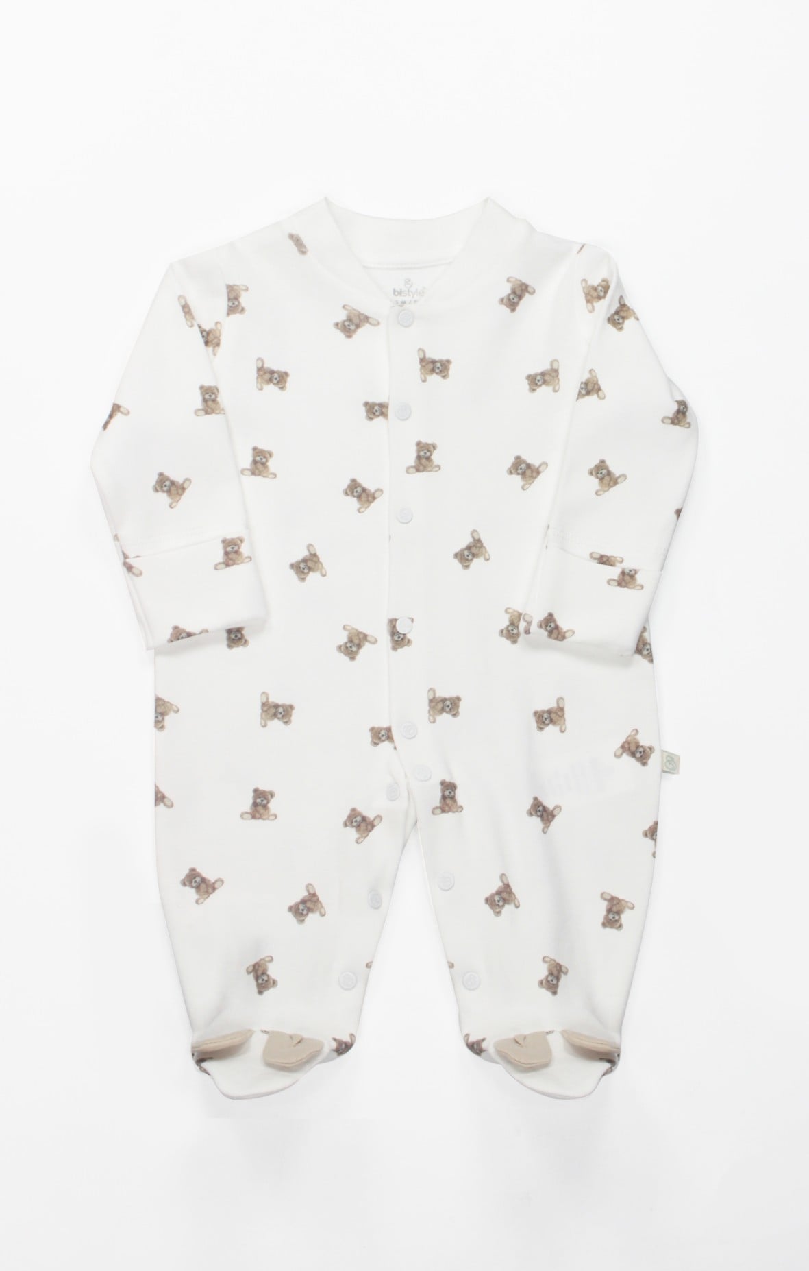 TulumBistyleBistyle Yenidoğan %100 Organik Pamuk Patikli Tulum / So Bear Kız Erkek Unisex Bebek Tulum