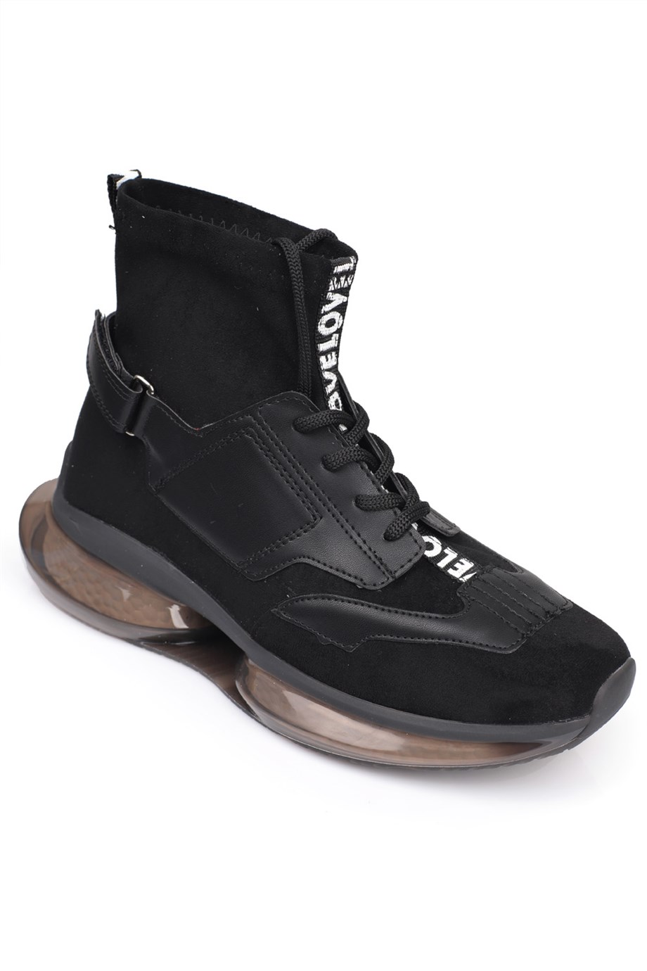 Capone Siyah Şeffaf Comfort Fashion Tabanlı Boğazlı Kadın Sneaker Spor  Ayakkabı | Caponestore